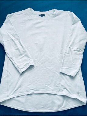 Eileen Fisher Aqua Textured 3/4 Sleeve lightweight sweatshirt, XS